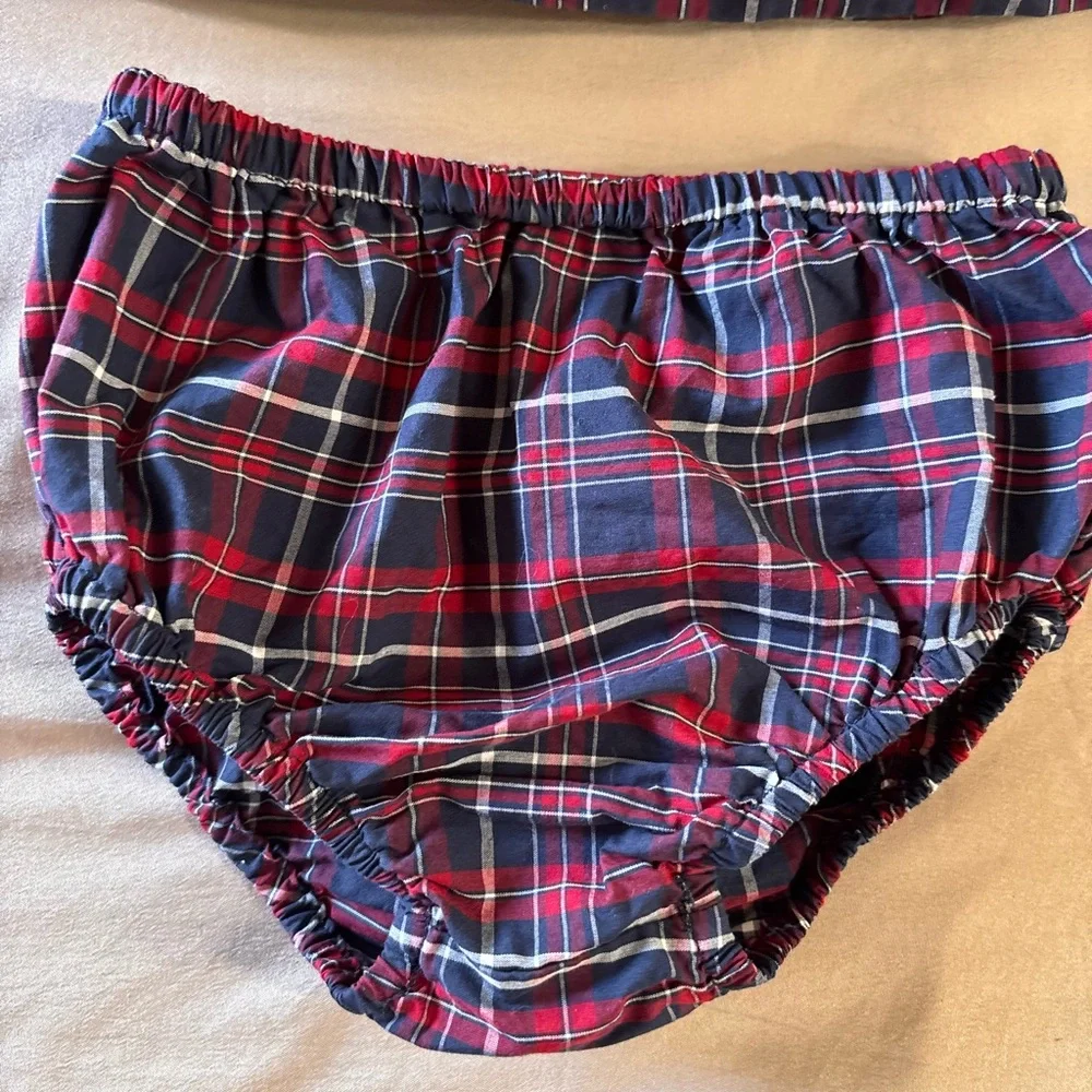 Janie and Jack Girls dress ,Red Blue Plaid Smocked Dress Holiday Christmas - Picture 6 of 9